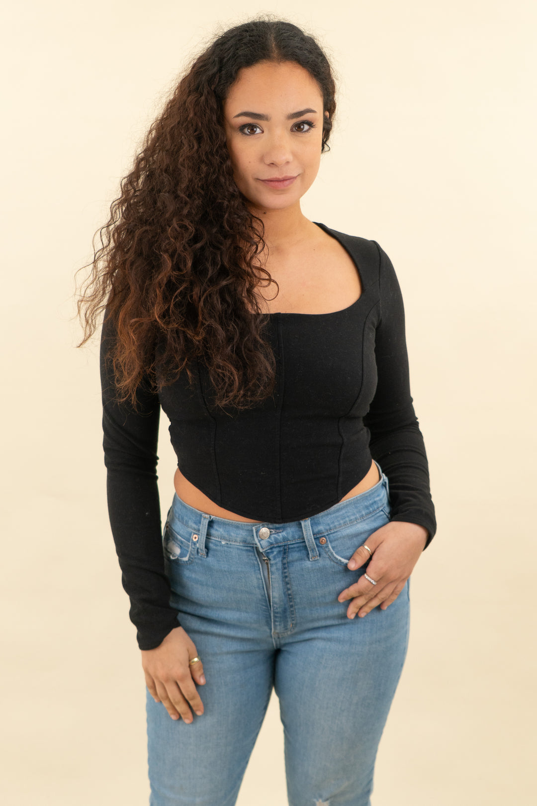alo black long sleeve soft sculpt top (l; retail $98)