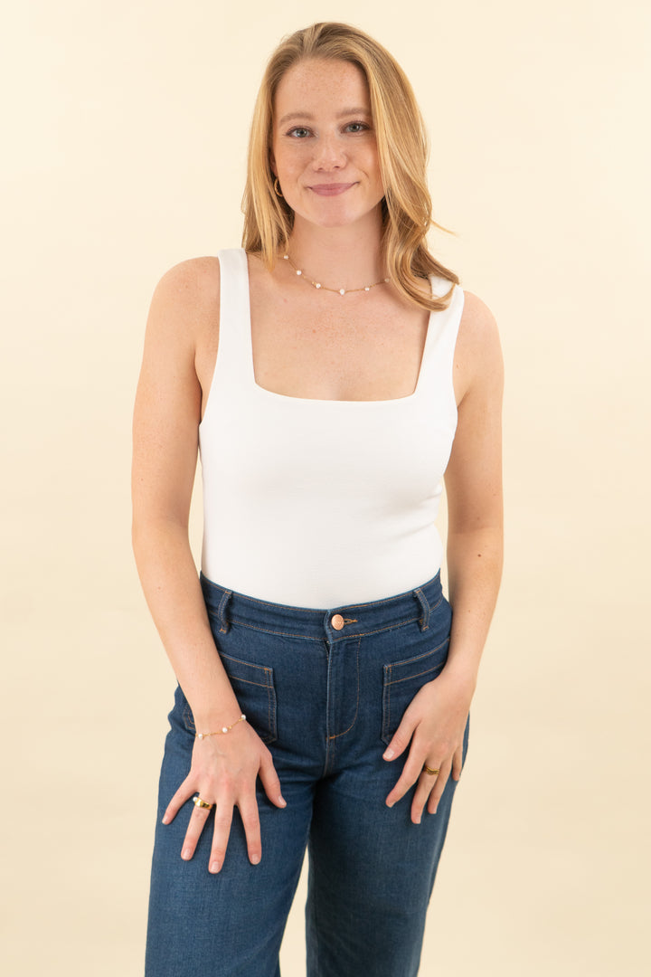 show me your mumu white tank bodysuit nwt (m; retail $88)