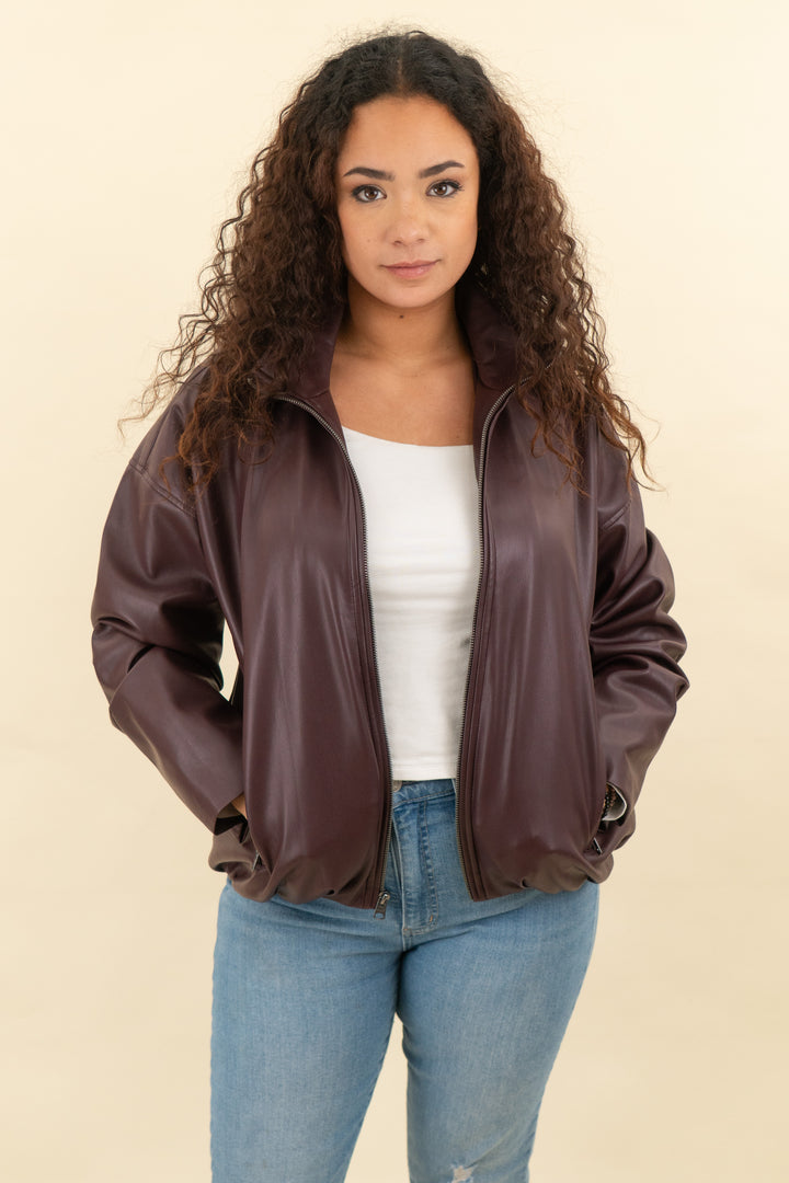 abercrombie & fitch maroon bomber jacket (m; retail $140)