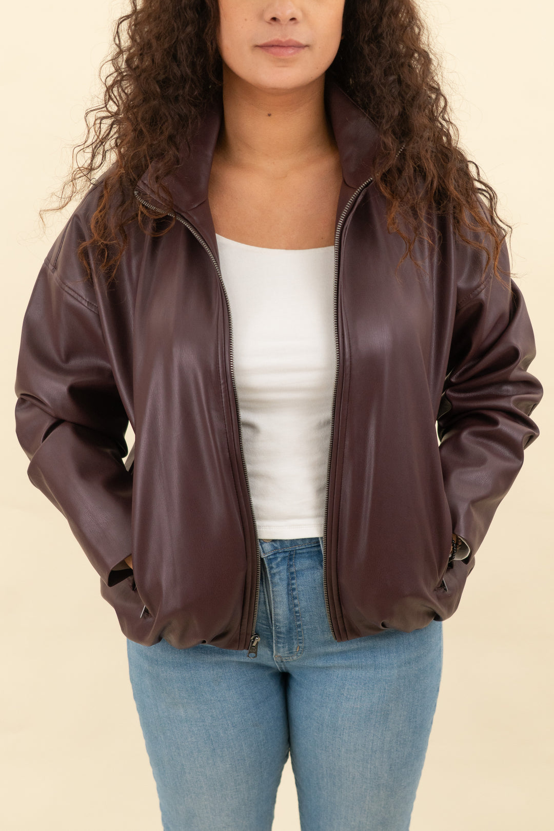 abercrombie & fitch maroon bomber jacket (m; retail $140)