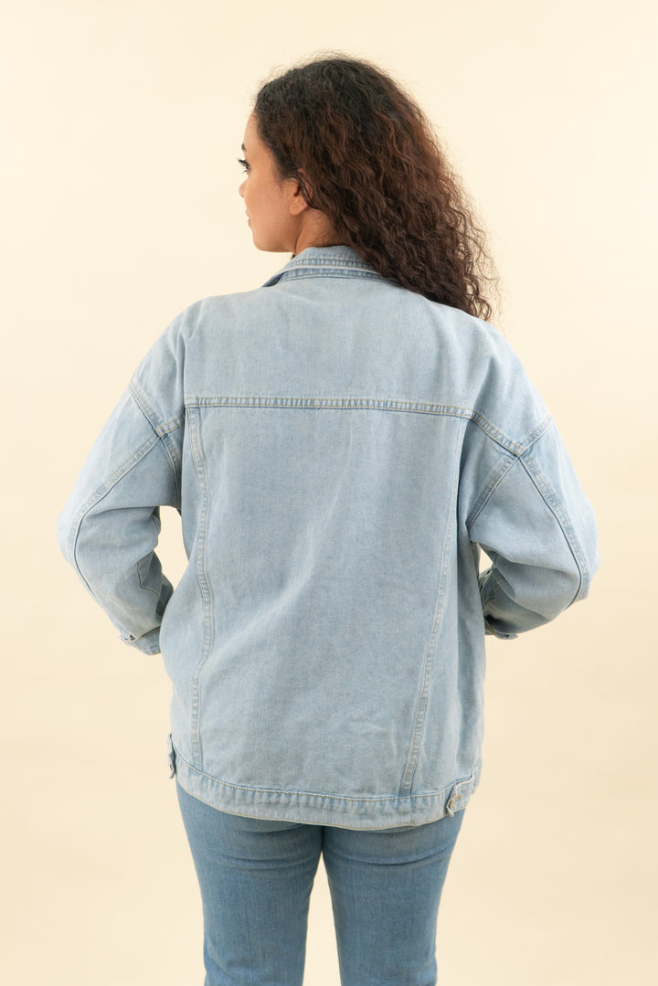 light wash oversized denim jacket (m; retail $45)