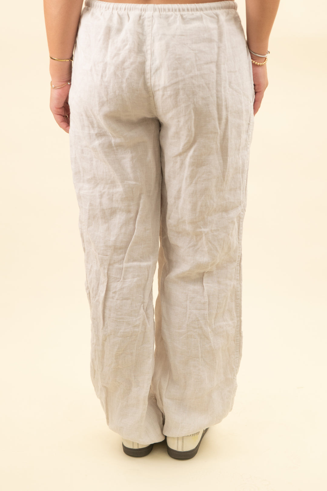tna aritzia linen striped drawstring pant (s; retail $98)