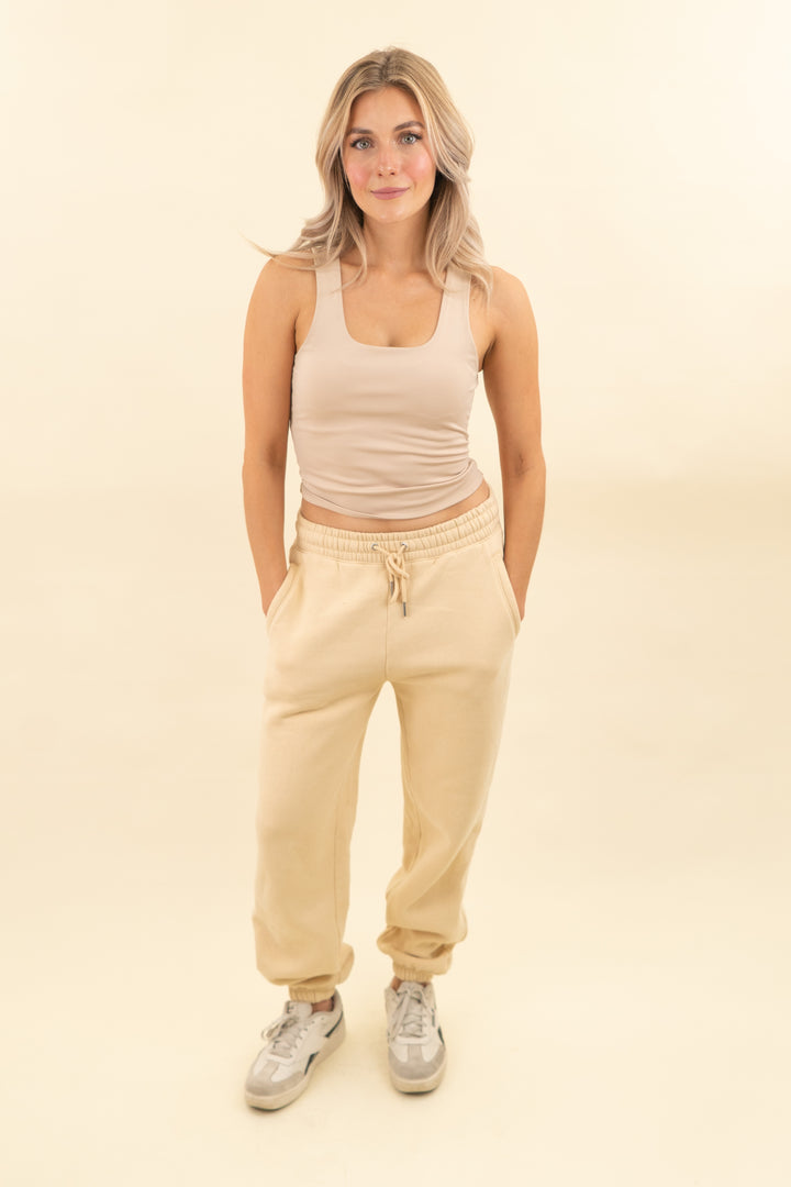 abercrombie & fitch butter yellow joggers (s; retail $60)