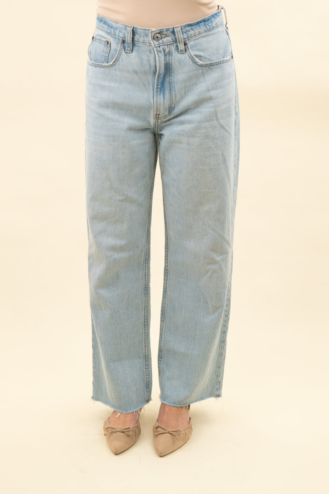 abercrombie & fitch the loose high rise light wash (27s; retail $90)