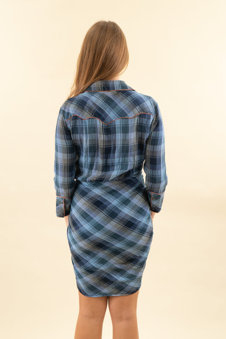 veronica beard blue plaid button down high low dress (2; retail $498)