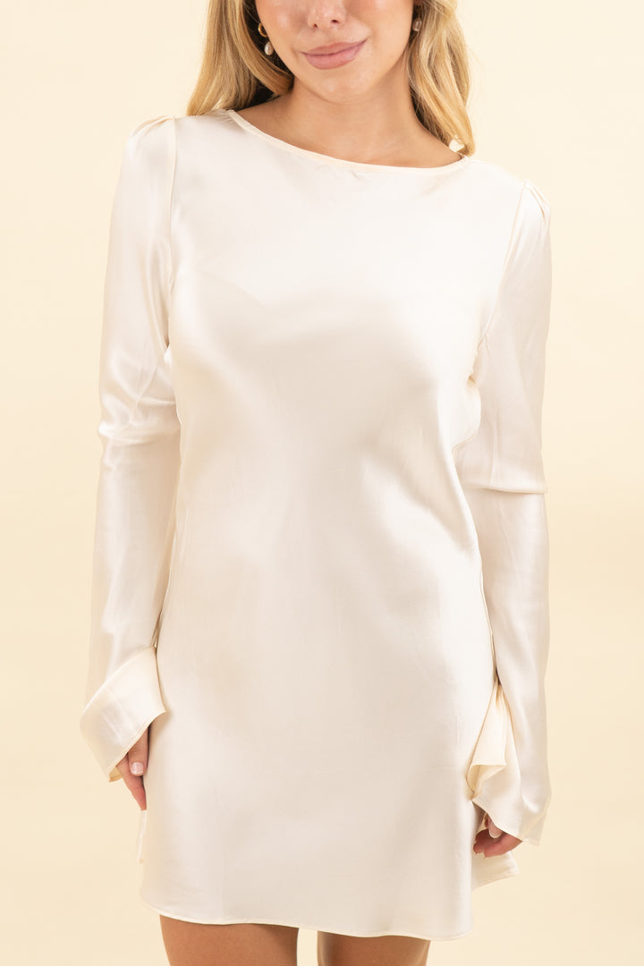 stone cold fox satin cream mini dress (m; retail $228)
