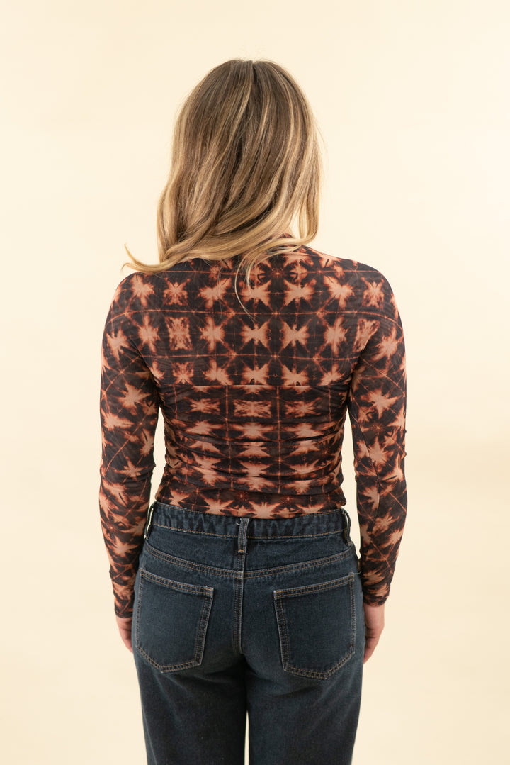 misa los angeles patterned mesh bodysuit (xs; retail $185)