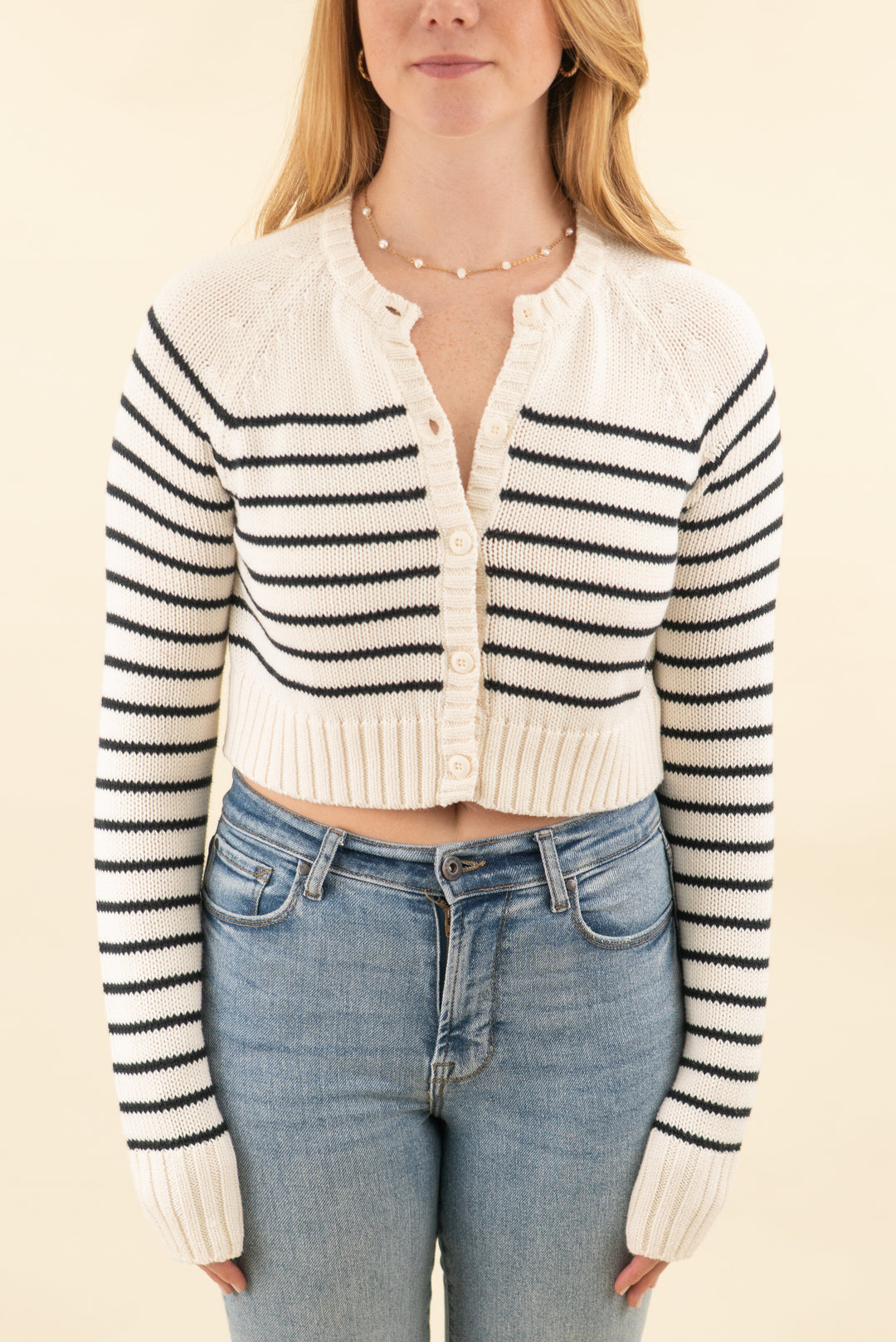 offline by aerie cream/black striped cardigan nwt (s; retail $55)