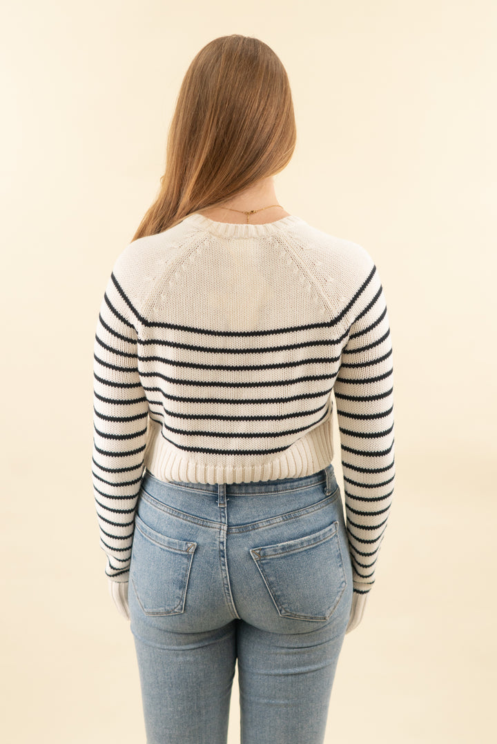 offline by aerie cream/black striped cardigan nwt (s; retail $55)