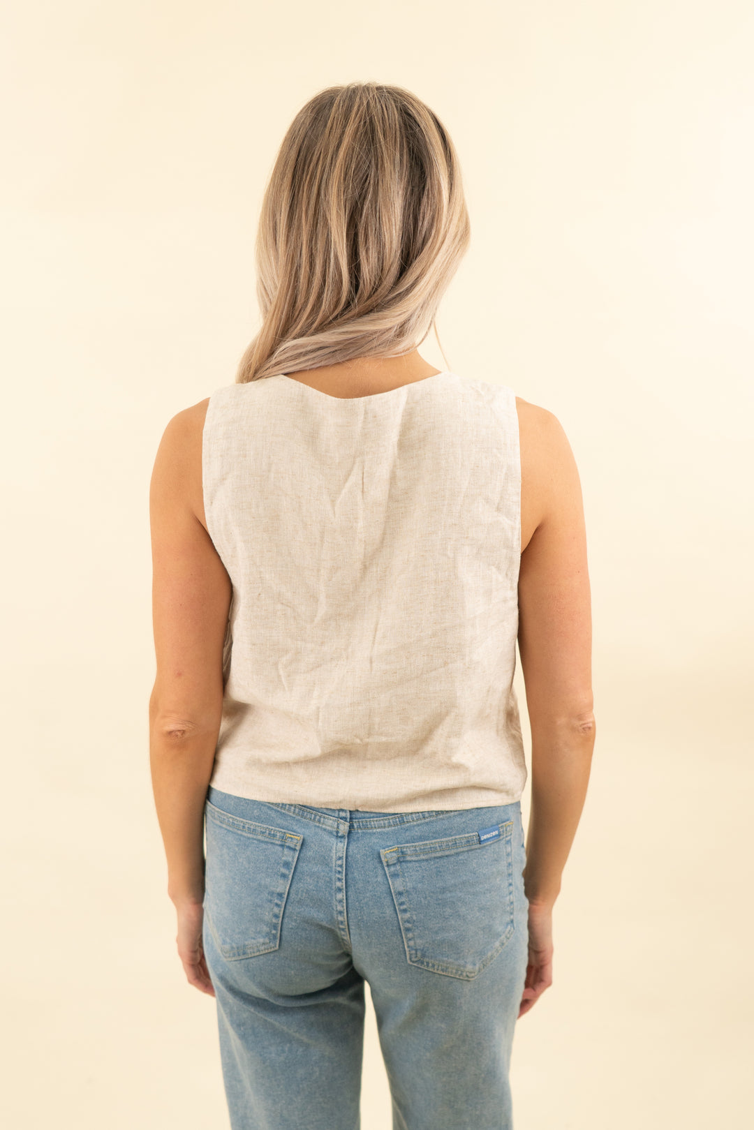 abercrombie & fitch oatmeal tie front vest (s; retail $60)