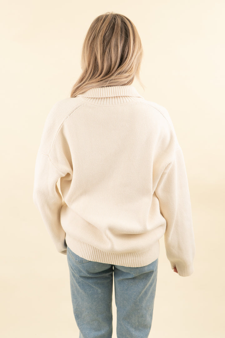 reformation cream oversized collared pullover (s; retail $218)