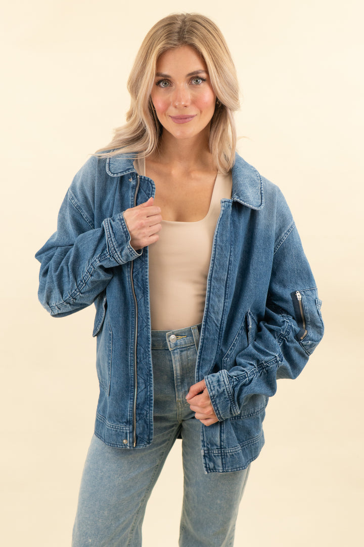 3x1 nyc denim bomber coat (s; retail $600)