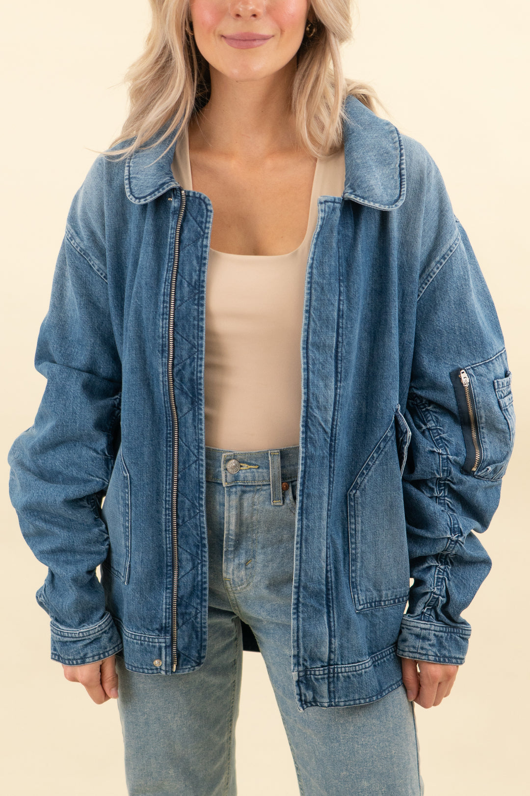 3x1 nyc denim bomber coat (s; retail $600)