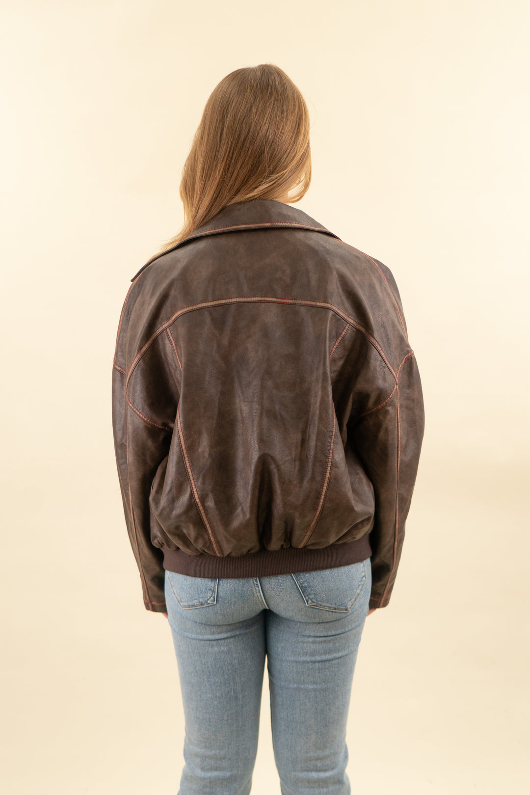 princess polly brown vegan leather bomber jacket (xs/s; retail $109)