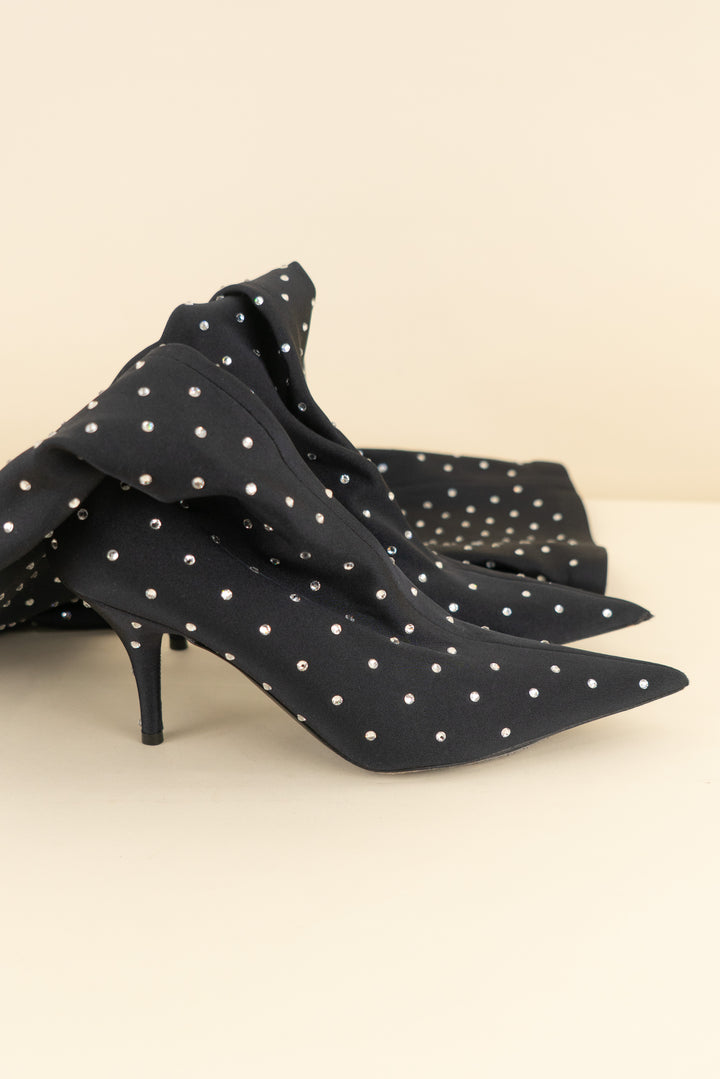 balenciaga crystal studded black knee high boot (37; retail $1,790)