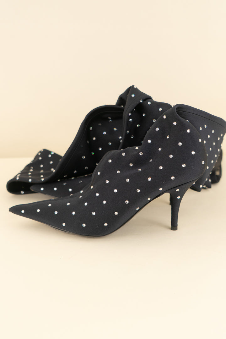 balenciaga crystal studded black knee high boot (37; retail $1,790)