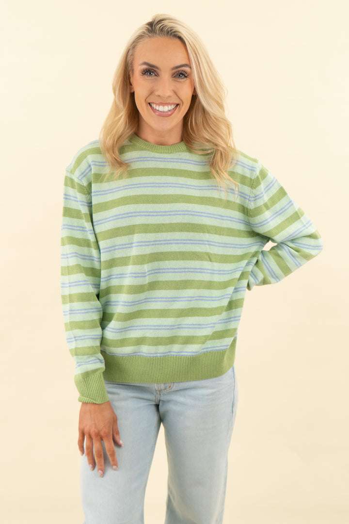 zara x benito antonio sage / matcha/ purple striped cotton-linen sweater nwt (s; retail $99)