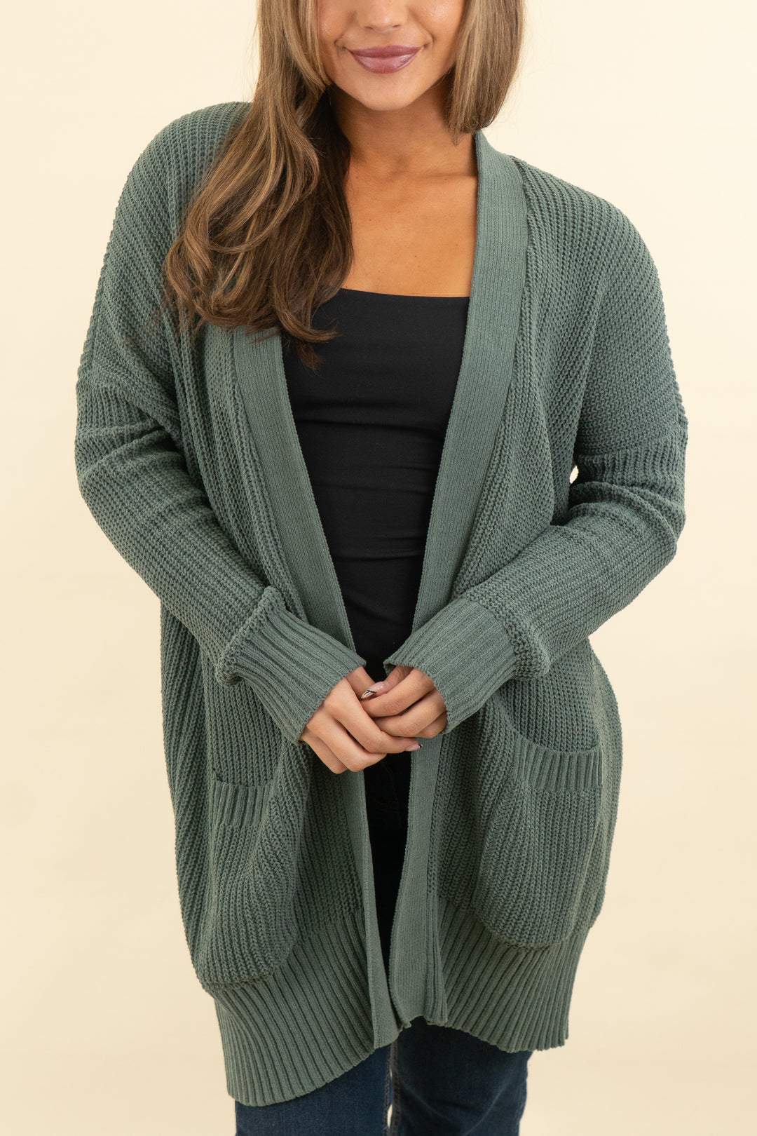 aerie army green knitted cardigan (s; retail $60)