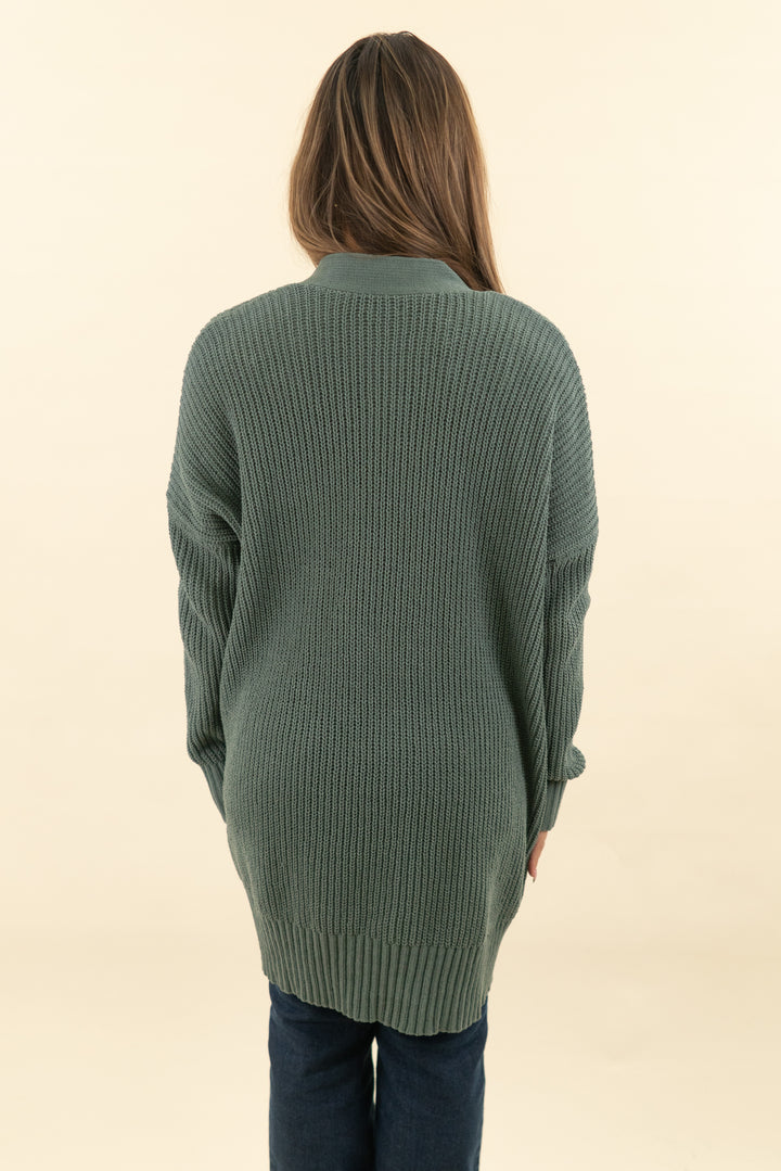 aerie army green knitted cardigan (s; retail $60)