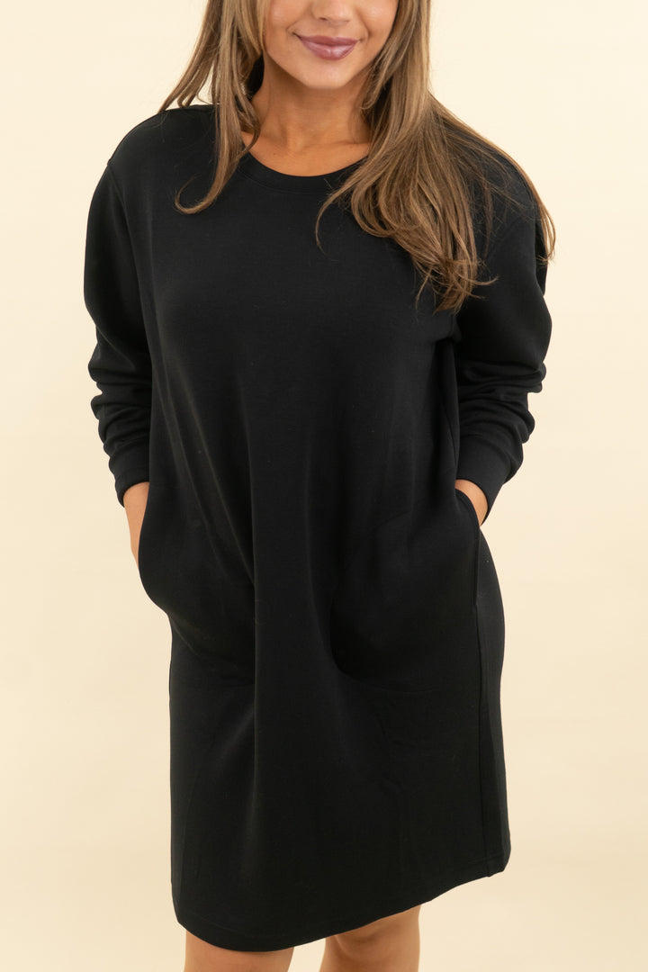 spanx black airessentials long sleeve mini dress nwt AD (s; retail $138)