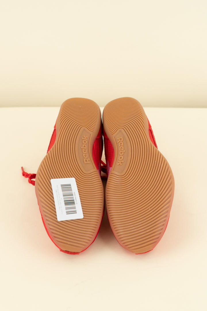 Reebok Red Satin Sneakers (7.5; retail $75)
