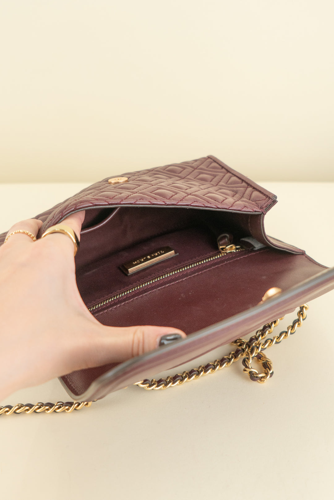 Tory Burch small burgendy adjustable shoulder bag (OS; retail $528)