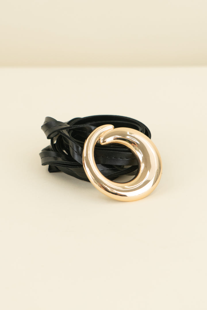 gold/black loop tie belt (OS; retail $45)