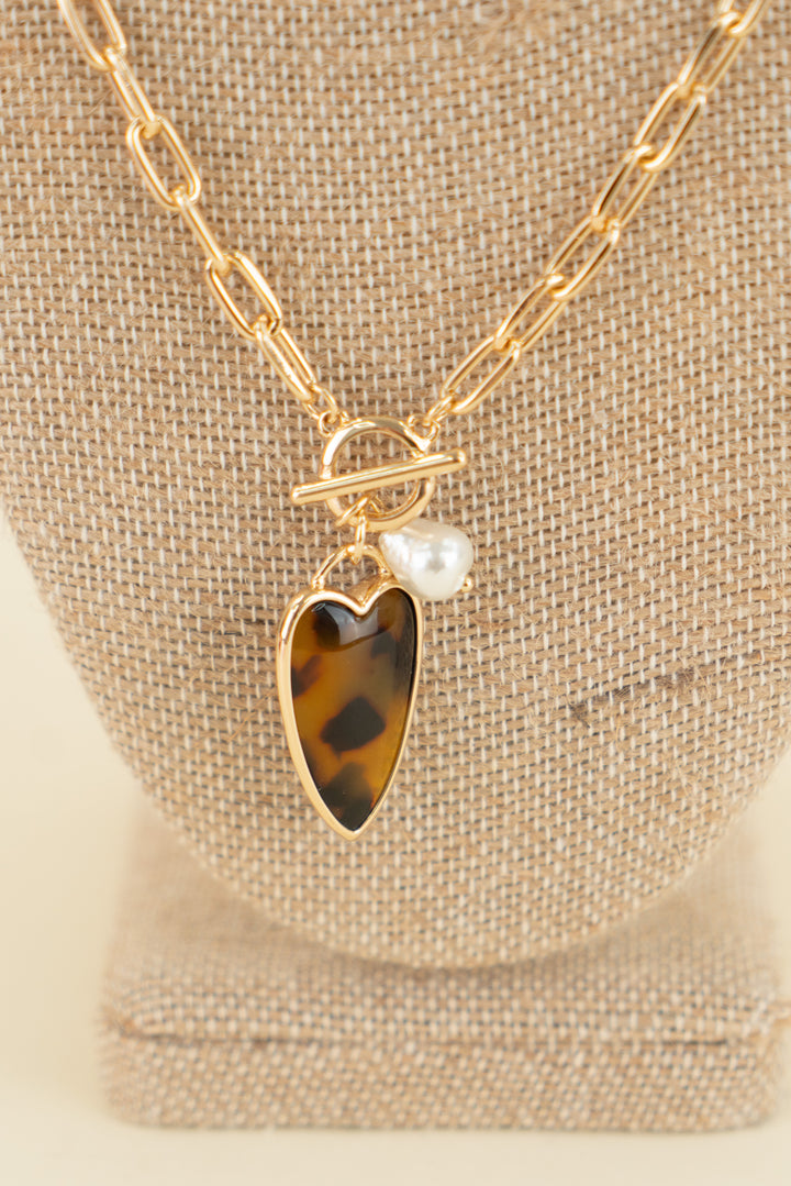 Loft chunky gold chain w/ tortoise shell heart (OS; $27)