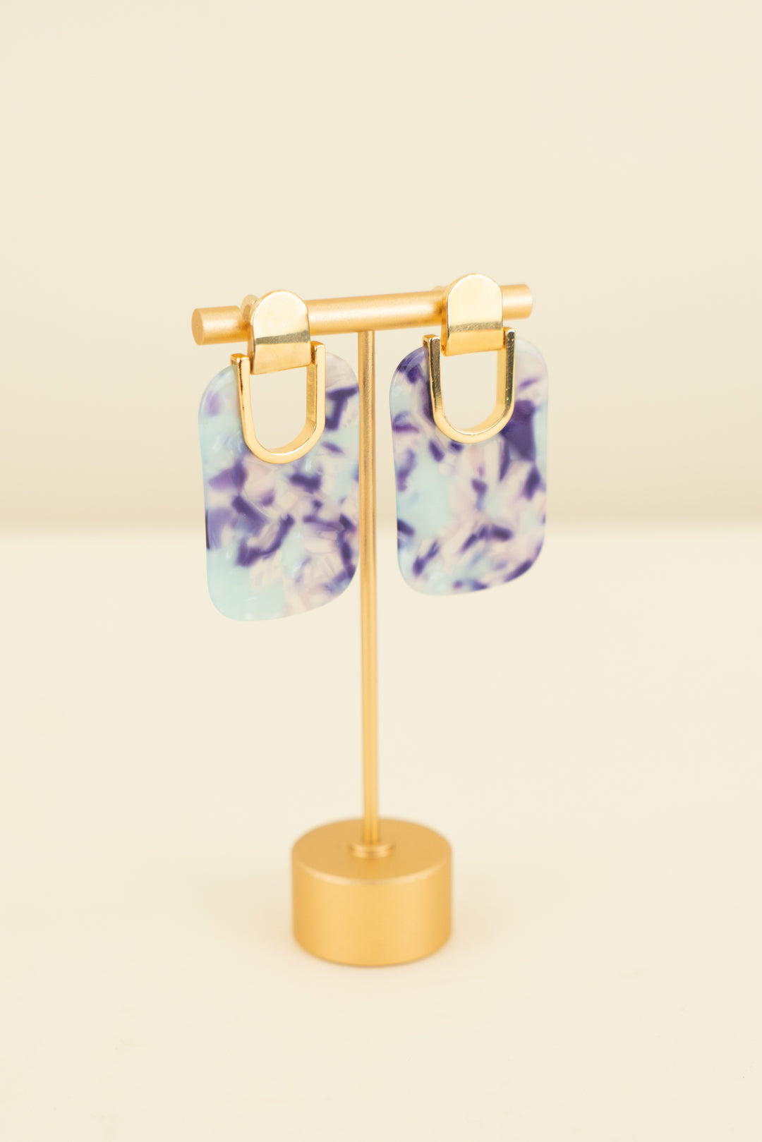 Blue/purple cunky earrings with gold hardware (OS; retail $35)