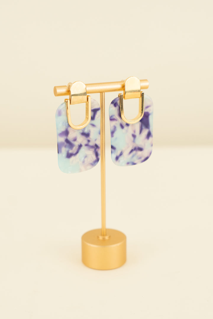 Blue/purple cunky earrings with gold hardware (OS; retail $35)