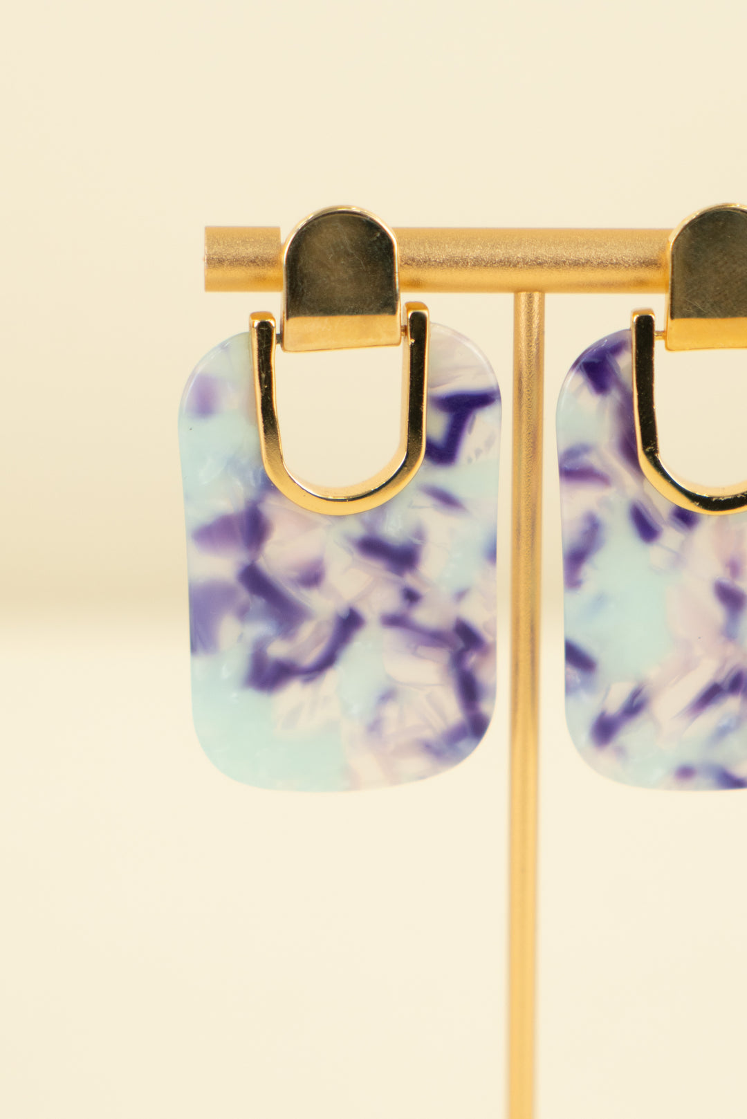 Blue/purple cunky earrings with gold hardware (OS; retail $35)