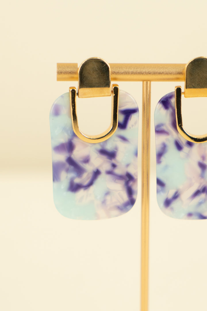 Blue/purple cunky earrings with gold hardware (OS; retail $35)