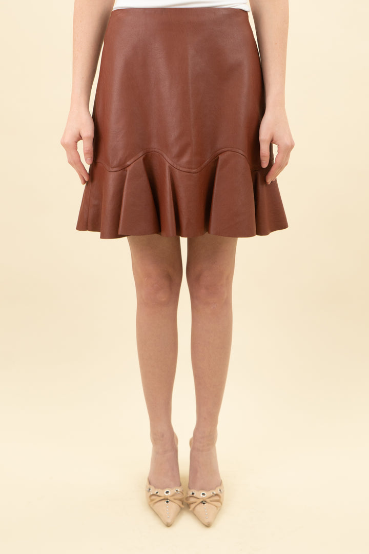 rebecca taylor vegan leather ruffle skirt (0; retail $350)