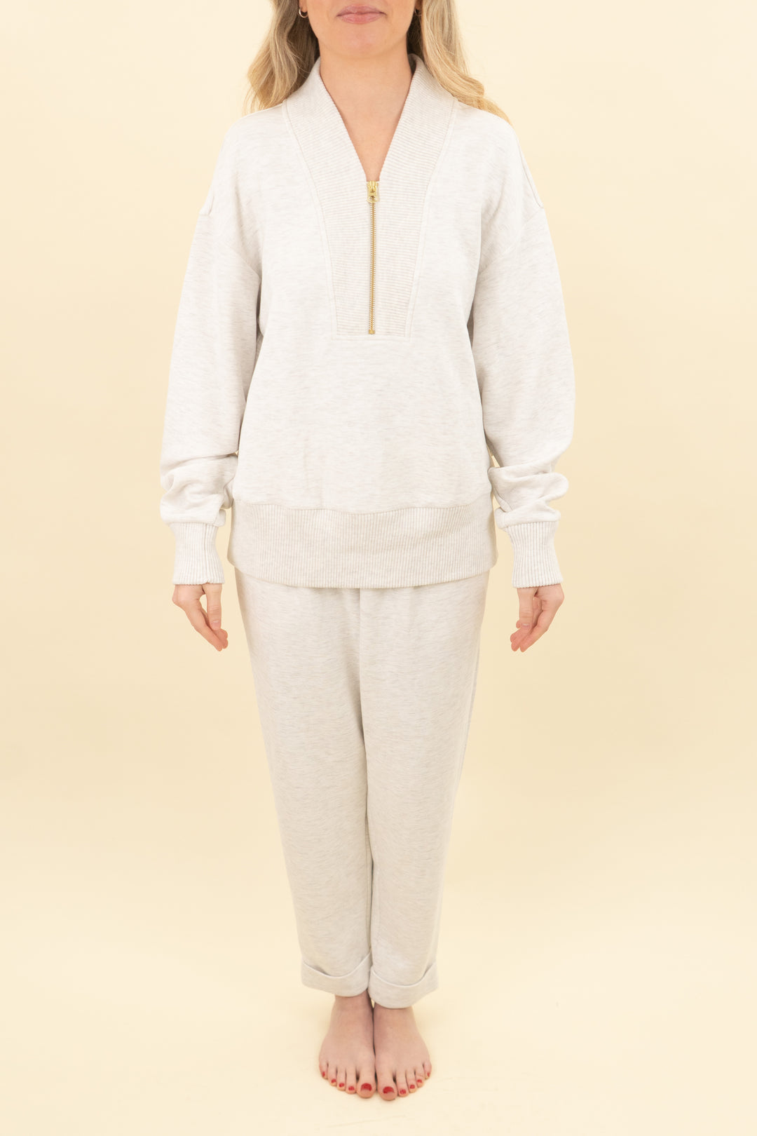 varley zipper pullover & rolled pant w/ cuff set (s; retail $246)