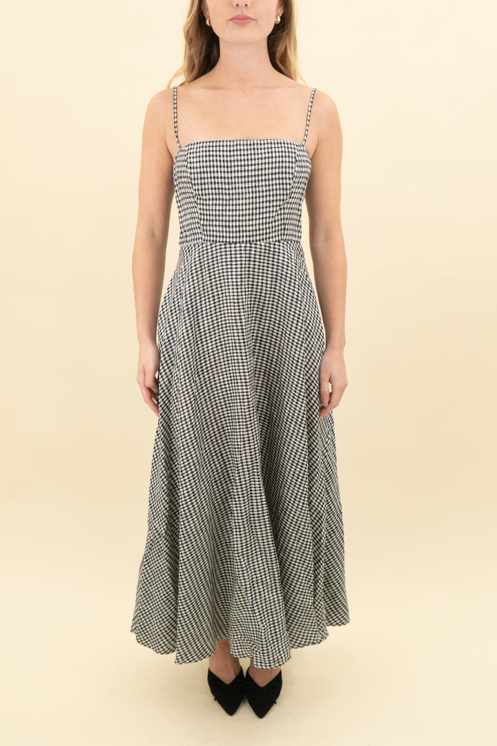 reformation black & white gingham maxi dress (2; retail $198)
