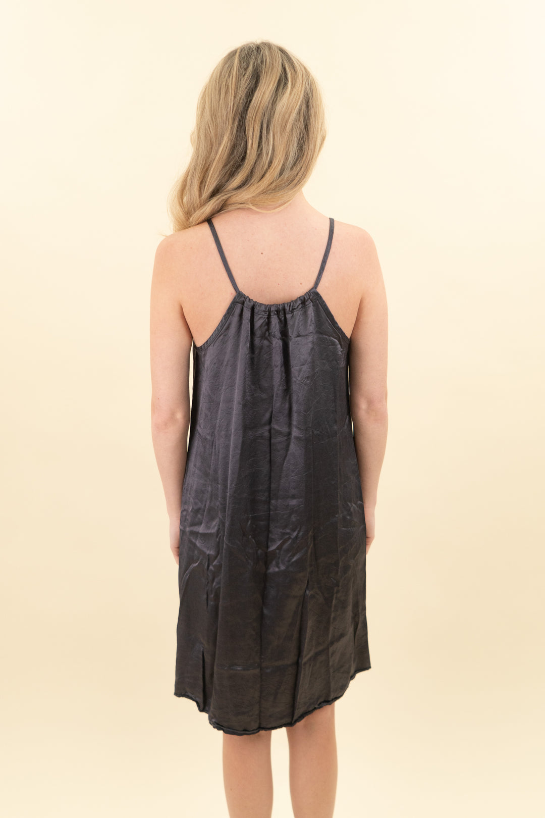 pj harlow grey satin slip dress (xs; retail $72)