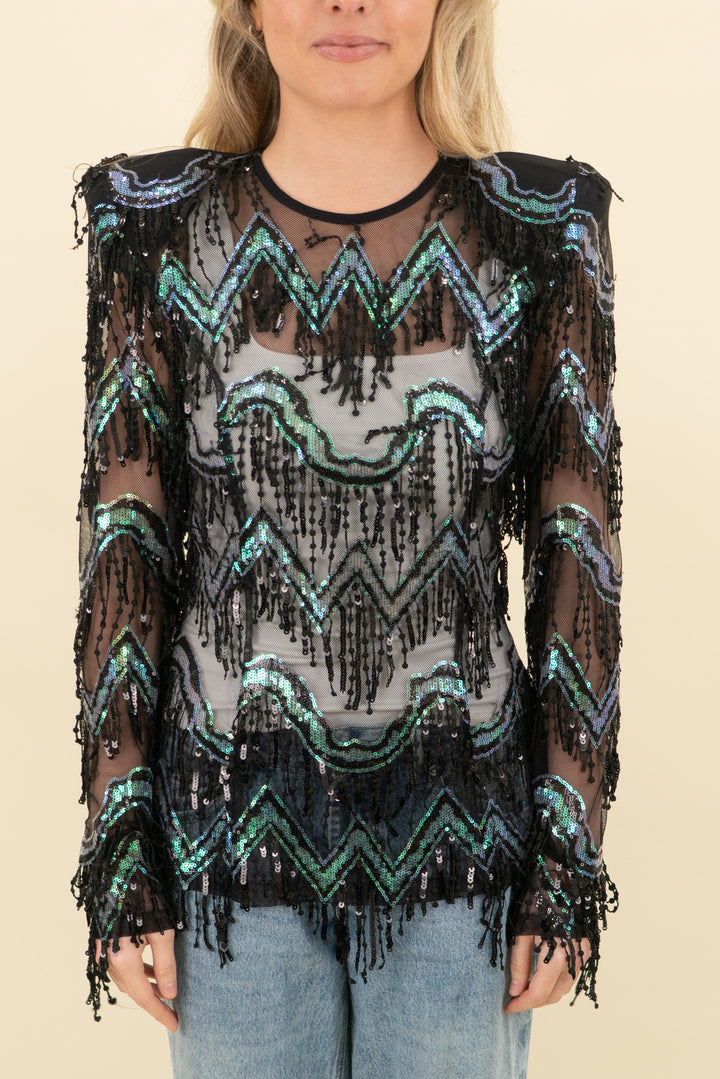 zhivago mesh sequin top (xs; retail $475)