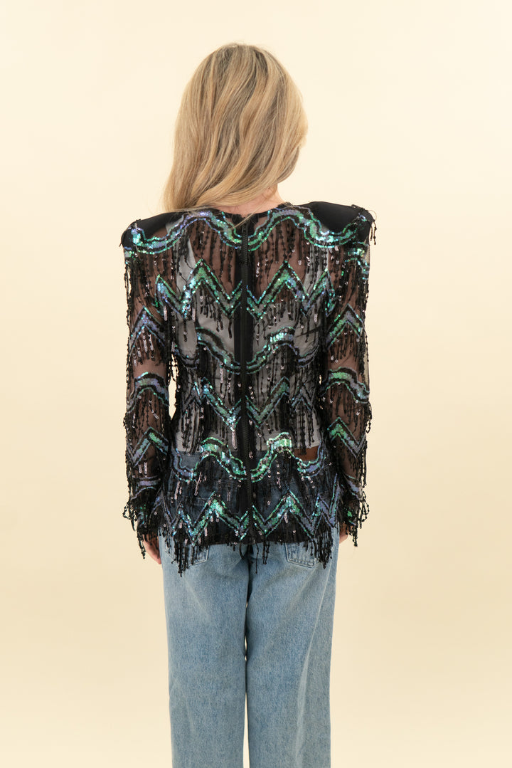 zhivago mesh sequin top (xs; retail $475)