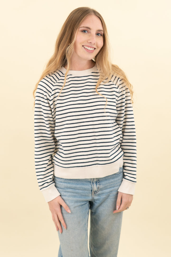 rails black & white striped terry cloth sweater (xs; retail $175)