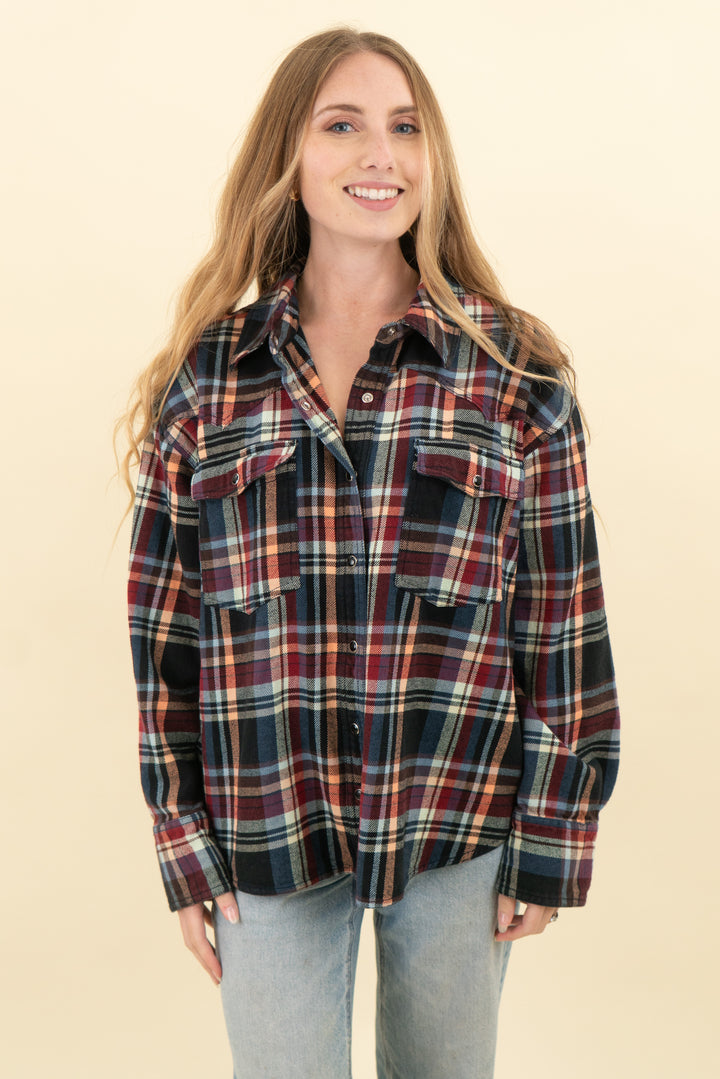 we the free multicolor plaid flannel (s; retail $148)