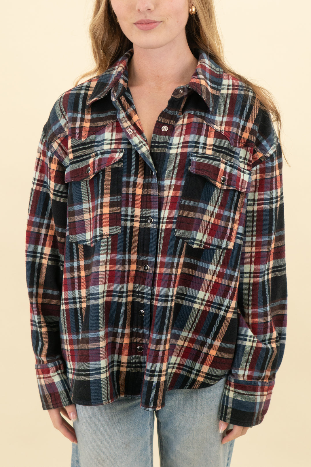 we the free multicolor plaid flannel (s; retail $148)