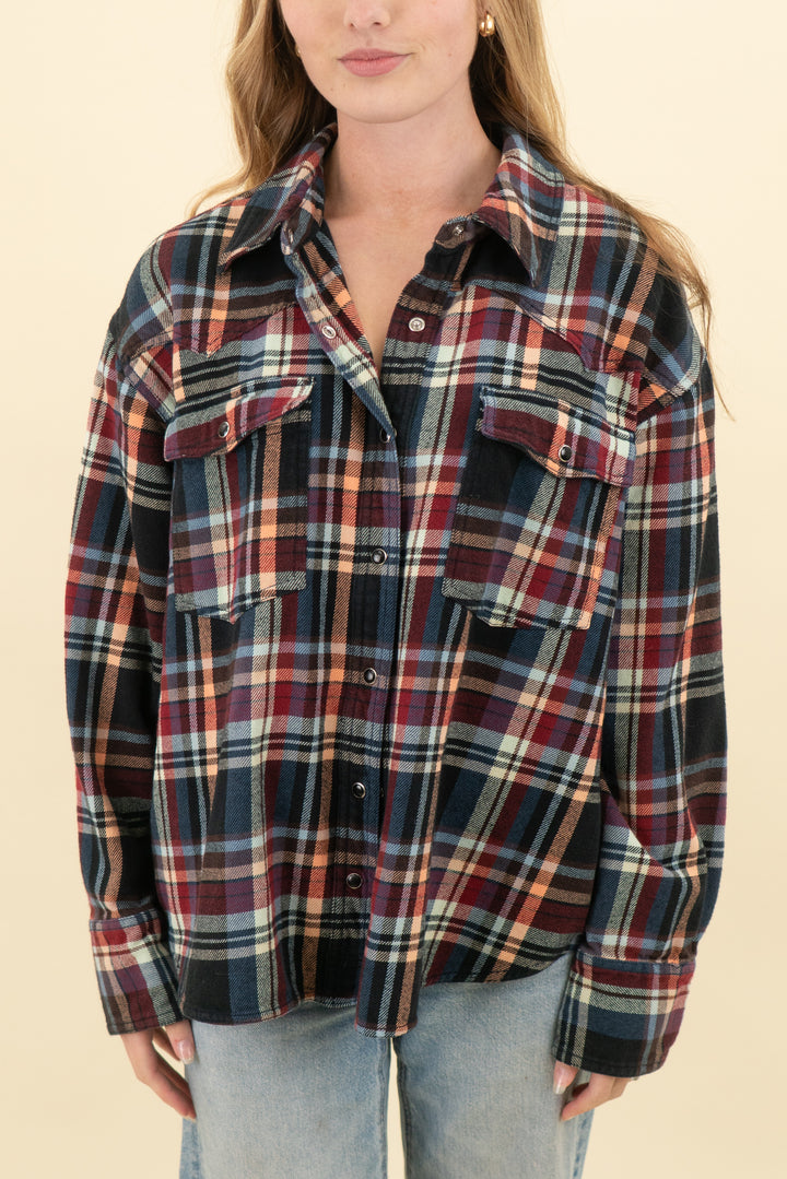 we the free multicolor plaid flannel (s; retail $148)