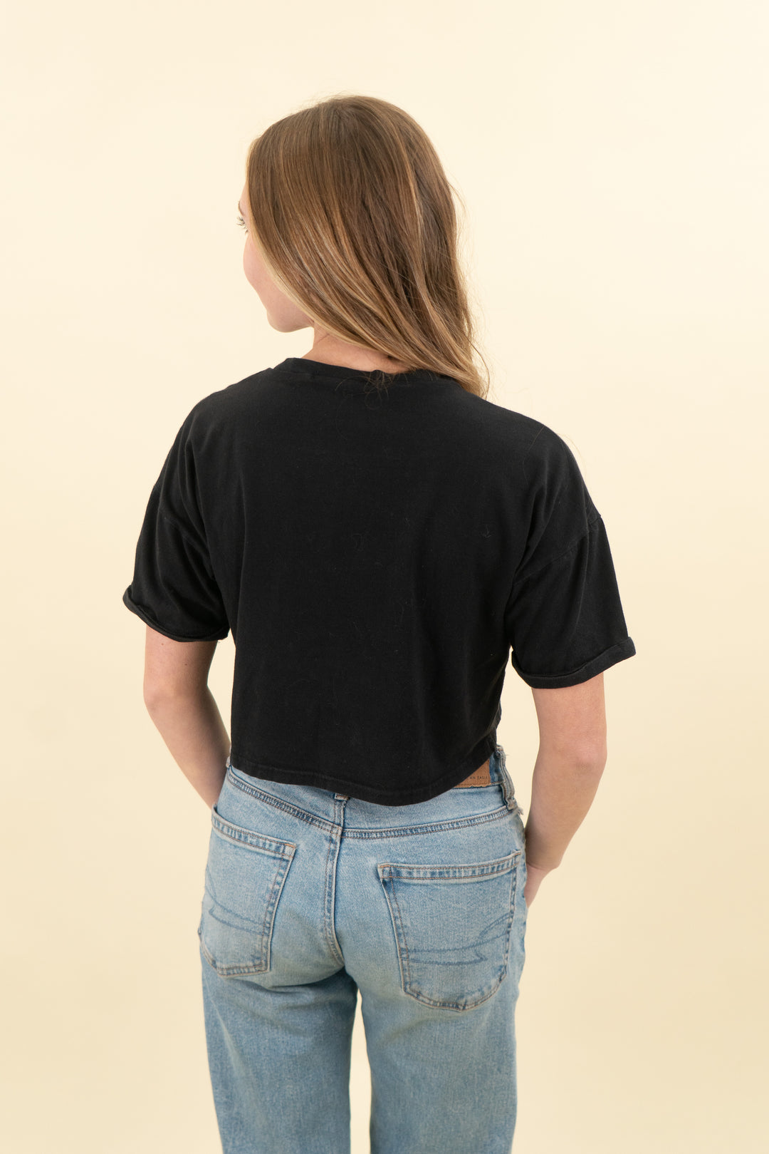 white fox black striped crop top (xs; retail $59)