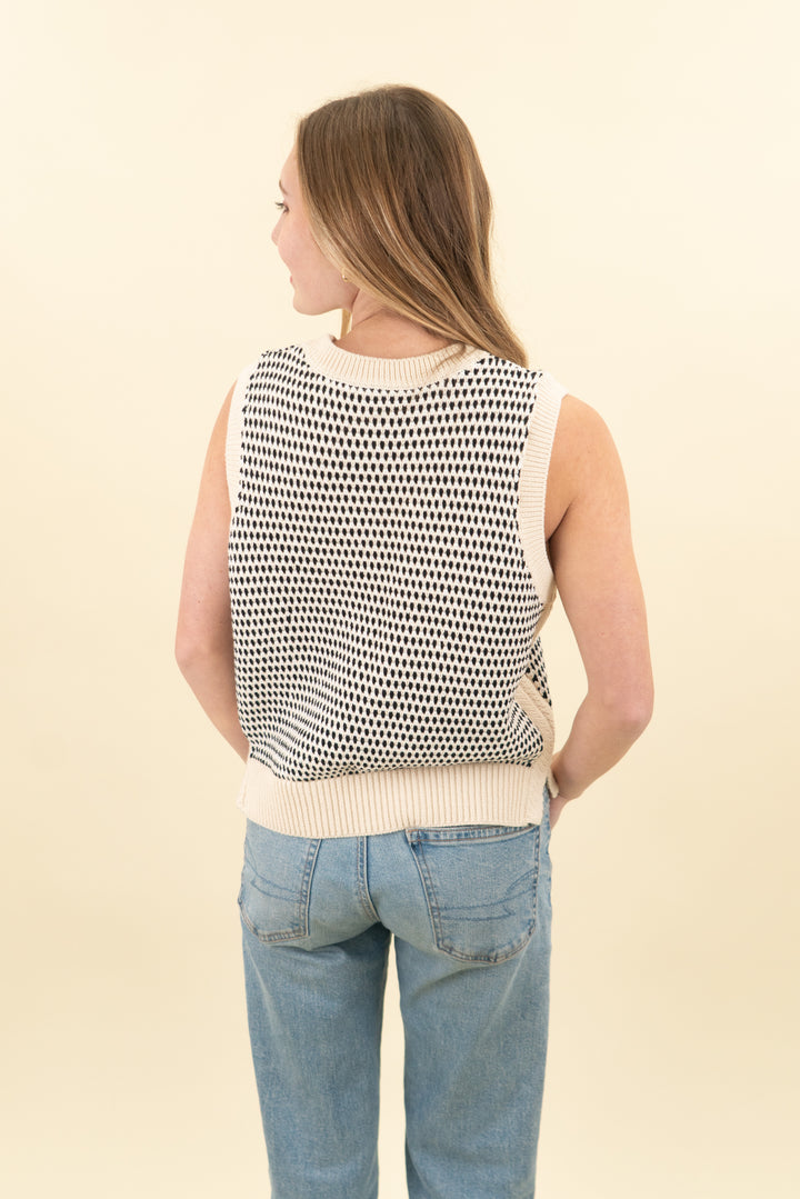 varley black & oatmeal s/l knit sweater (s; retail $145)