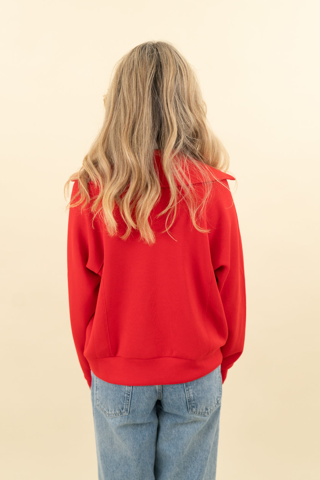 spanx red quarter zip pullover (s; retail $128)