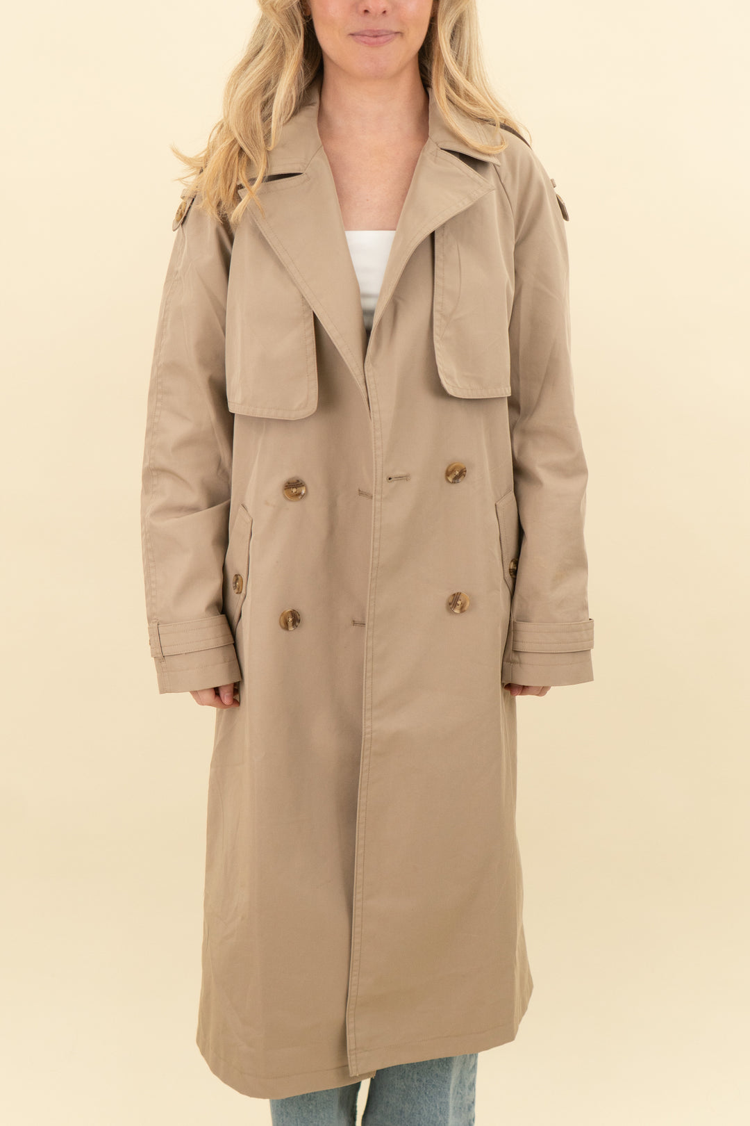 banana republic khaki trenchcoat (xs; retail $250)