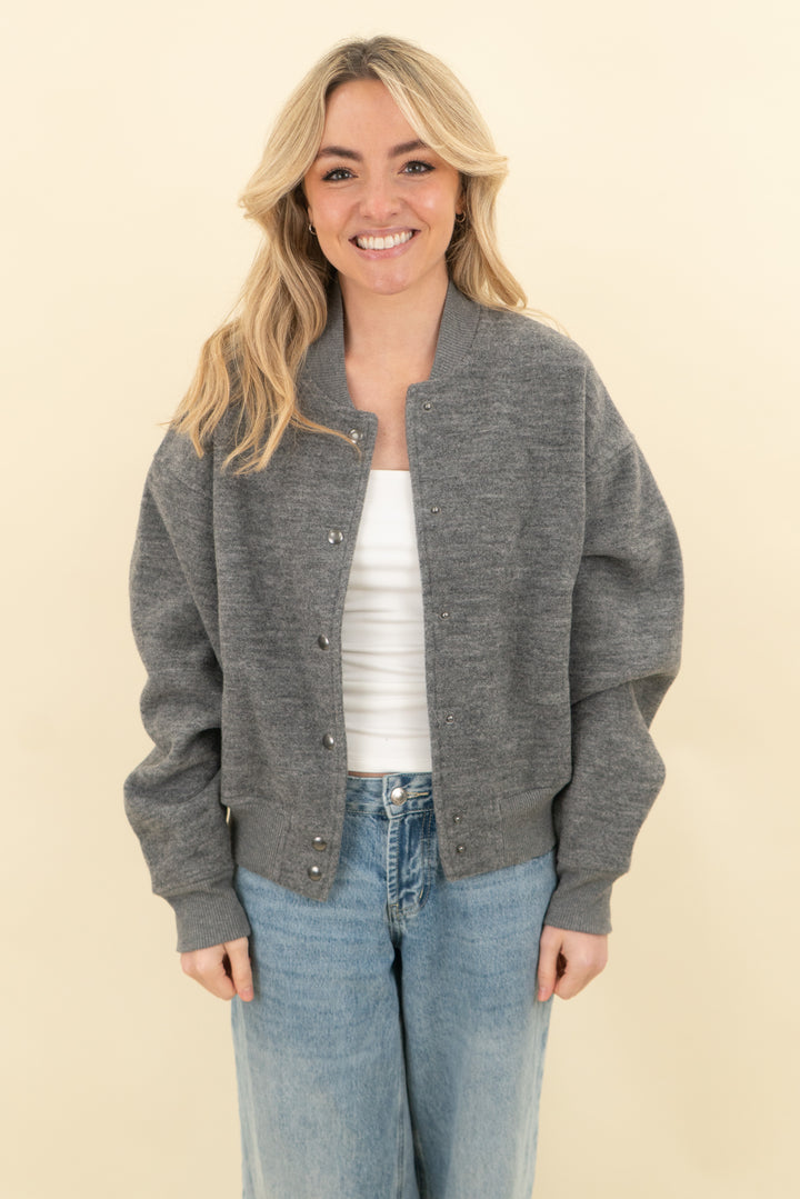madewell gray flannel knit bomber jacket nwt (s; retail $168)