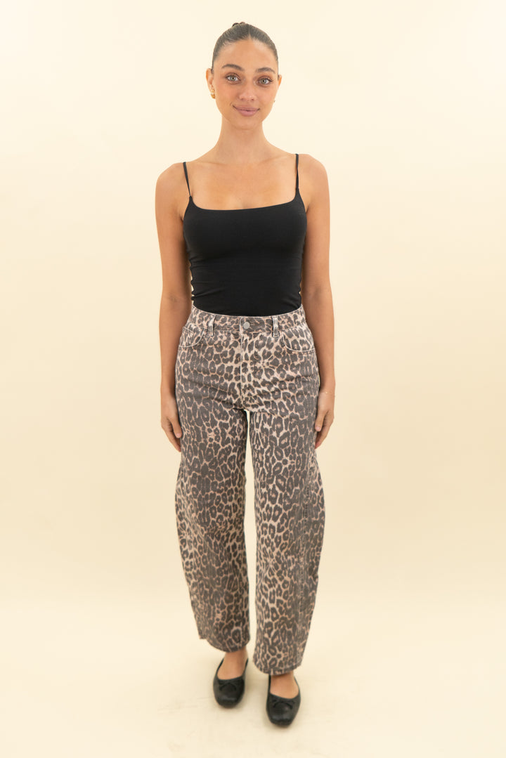 mint velvet leopard barrel jean (4; retail $199)