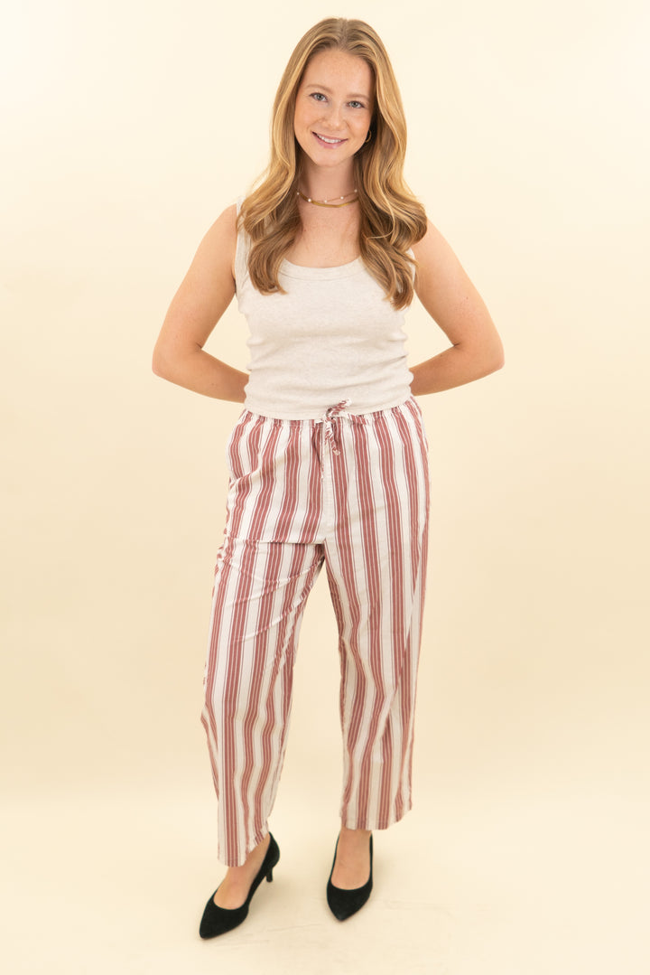 banana republic red stripe drawstring pants (s; retail $100)