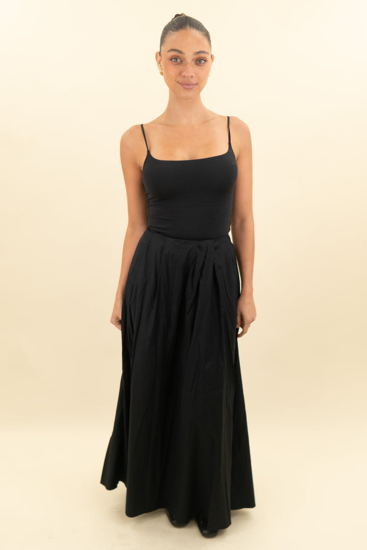reformation black cotton maxi skirt (2; retail $218)